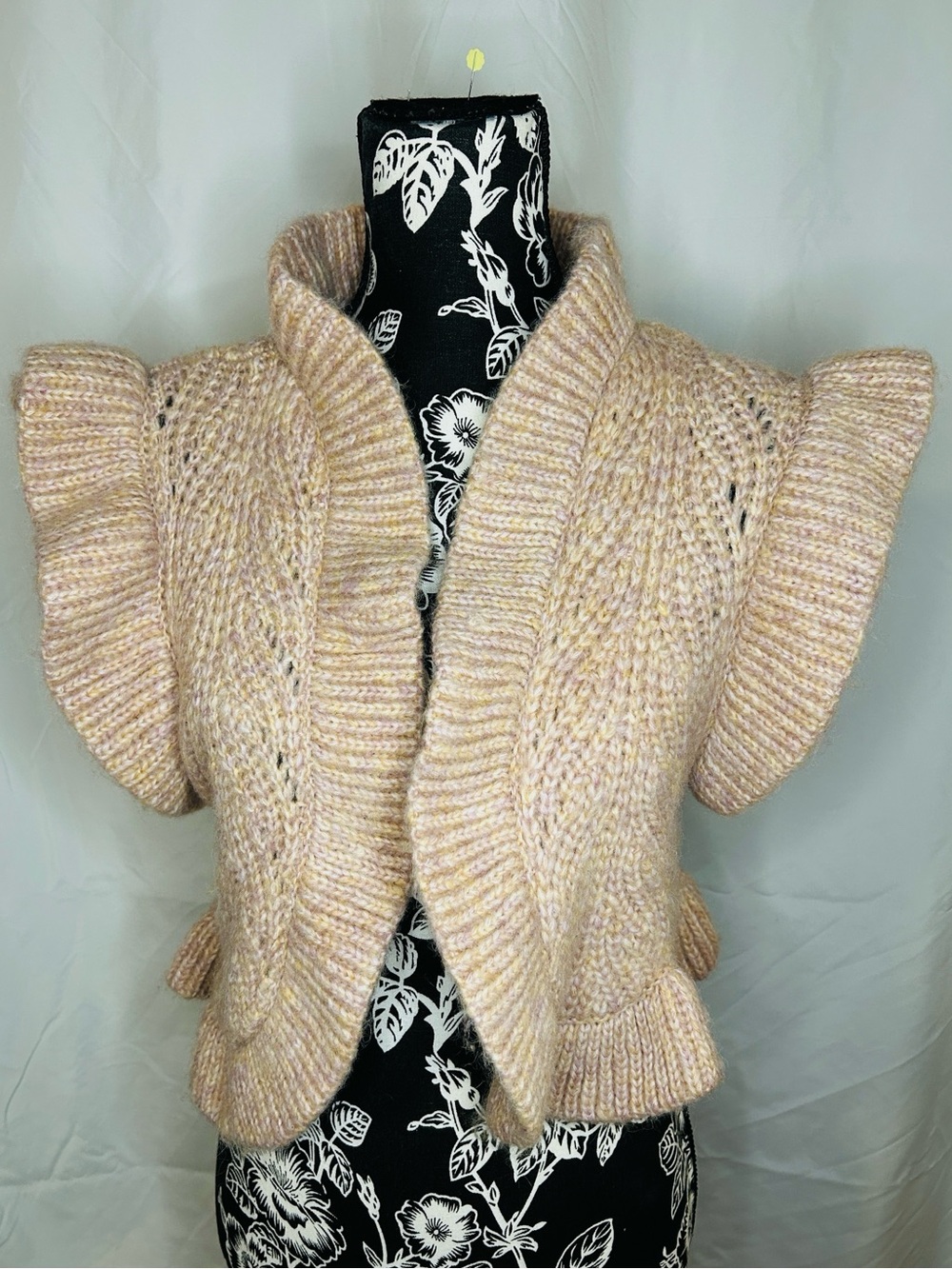 Chunky Babydoll Butterfly Sleeves Cardigan Shrug Blush Pink Women Small / Med